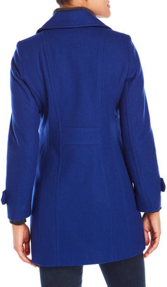 Anne Klein Royal Blue Double-Breasted Wool Peacoat