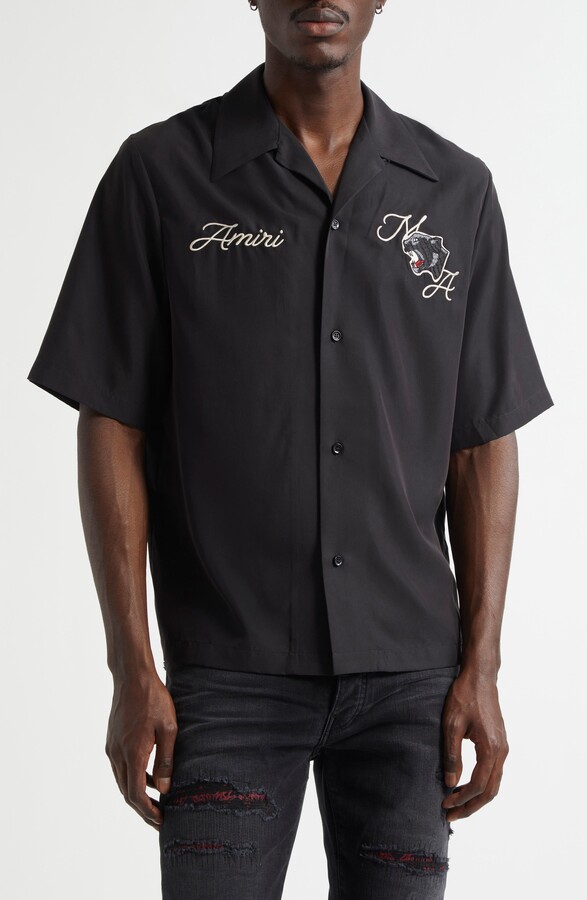 Amiri Panther Patch Bowling Shirt