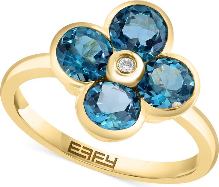 Effy Citrine (2-1/6 ct. t.w.) & Diamond Accent Flower Statement Ring in 14k Yellow Gold (Also in Blue Topaz)