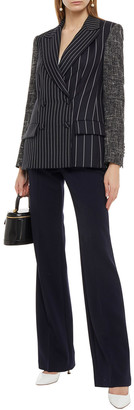 Oscar de la Renta Tweed-paneled Striped Wool And Mohair-blend Twill Blazer