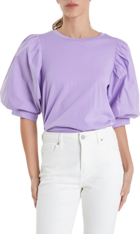 ENGLISH FACTORY Mix Media Cotton Top