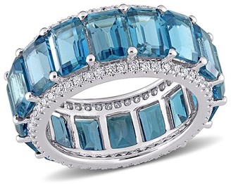 Diamond & Topaz Ring in Blue Womens Jewellery Rings Rina Limor 14k 32.76 Ct Tw 