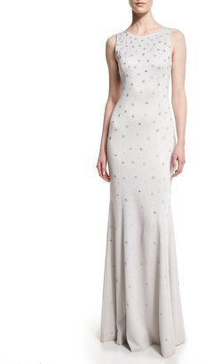 St. John Shimmery Knit Sleeveless Gown, Silver