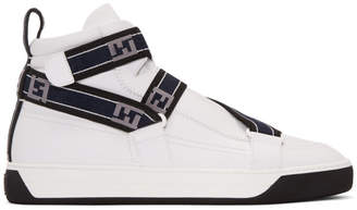 Fendi White Forever Straps High-Top Sneakers