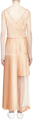Stella McCartney Pleated Lace-Trimmed Gown, Peach