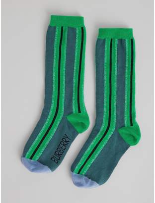Burberry Childrens Striped Cotton Blend Socks