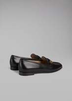 Thumbnail for your product : Giorgio Armani Leather Moccasins With Logo Detail
