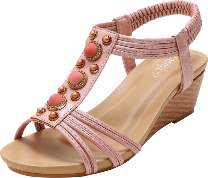 GDKKBIN Womens-Espadrilles-Wedges-Sandals Womens Mid Heel Wedge