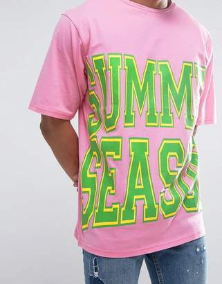Jaded London T-Shirt In Pink With Varsity Statement