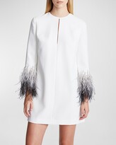 Thumbnail for your product : Halston Kendall Keyhole Feather-Cuff Crepe Mini Dress