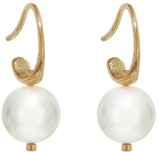 hum 8mm Pearl Drop Earrings - Yellow Gold