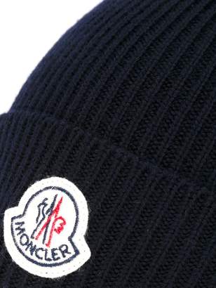 Moncler ribbed beanie hat