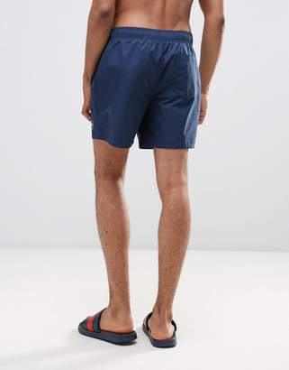 Hollister Guard Swim Shorts Solid Seagull Logo In Navy