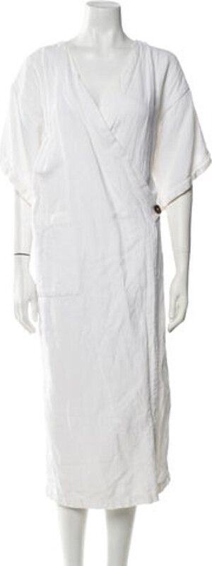 Rodebjer V-Neck Long Dress Rodebjer Wrap Dress White Short Sleeve with V-Neck