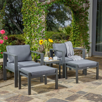 Tortuga Outdoor Lakeview Modern 5-Piece Aluminum Bistro Set