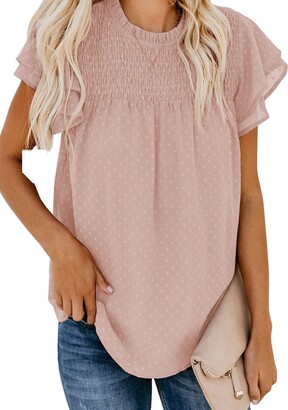 Women's Summer Casual Short Sleeve Blouse Dressy Round Neck Business Chiffon Top Shirt &ndash; Buy The Best Products In The Online Store