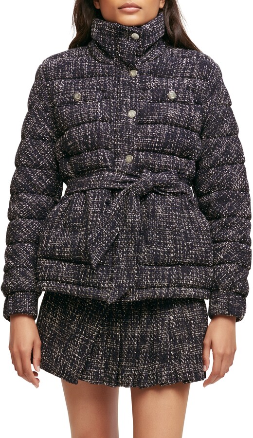 Maje Ganetta Cotton Blend Tweed Puffer Coat - ShopStyle