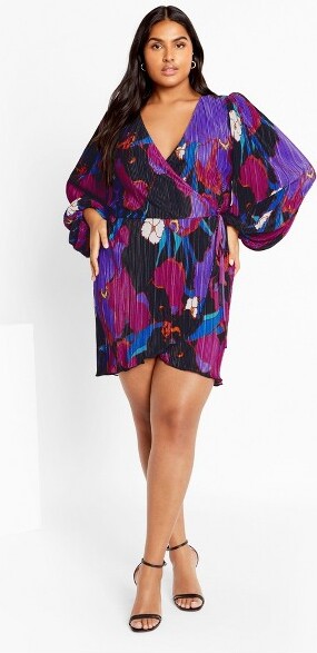 City Chic CITYCHIC|Women'sPlusSizeKiraPrintDress-magenta-16W