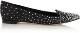 Thumbnail for your product : Sergio Rossi Crystal-embellished satin point-toe flats