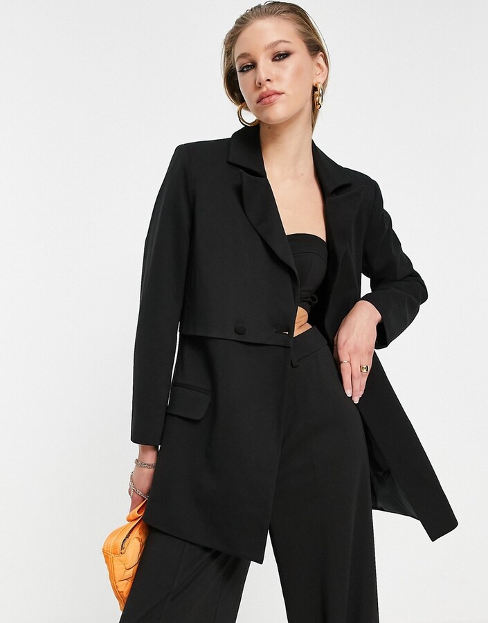 Extro & Vert oversized blazer with panel in black - ShopStyle
