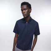 Thumbnail for your product : River Island Mens Navy Slim Fit Short Sleeve Zip Up Shacket