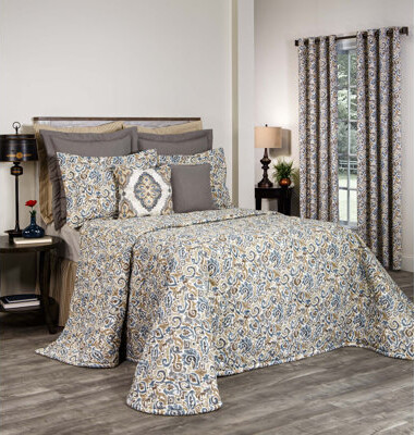 Jester Traditional Cotton Damask Bedspread