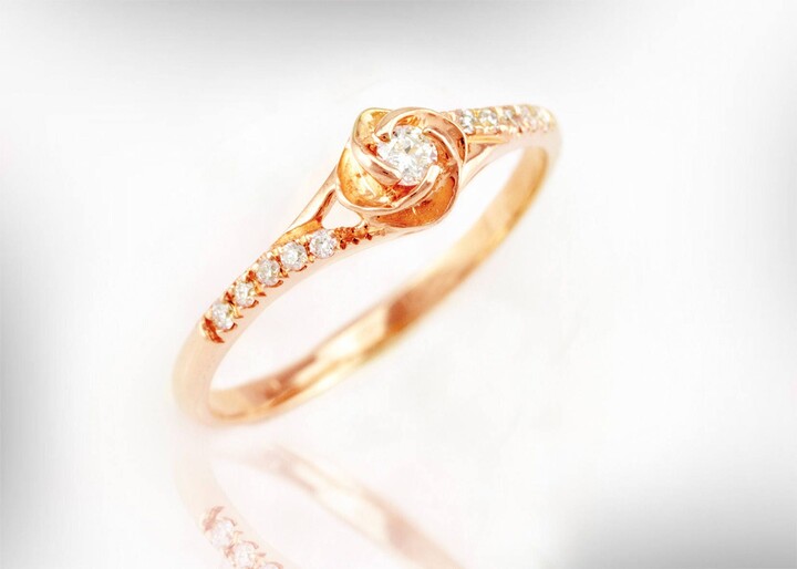 Etsy Handmade 14K Rose Gold Diamond Flower Engagement Ring