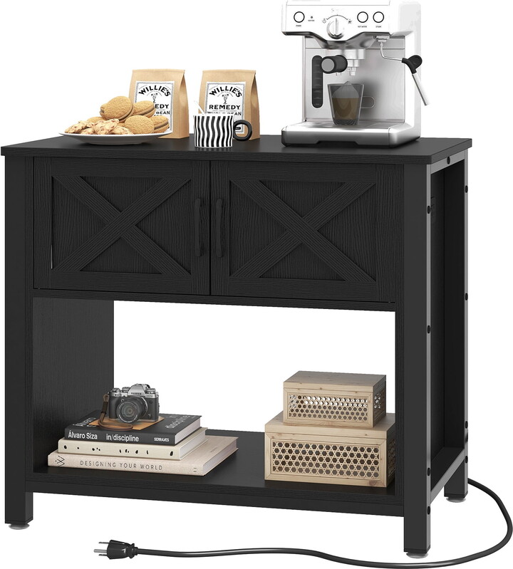 Uforic Storage Sideboard Cabinet with 2 Doors Modern Kitchen Buffet Cabinet, Coffee Bar Cabinet, Television Tables Entryway Cupboard Furniture - Black