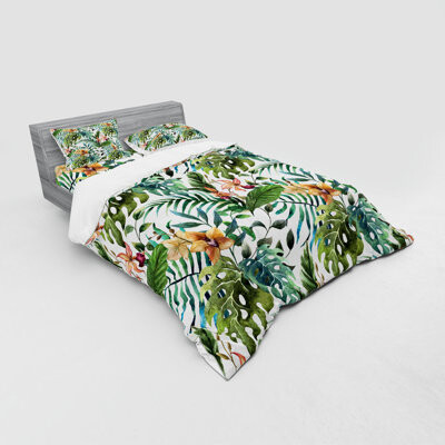 Ambesonne Pale/Caramel/Burgundy Microfiber Coastal Duvet Cover Set