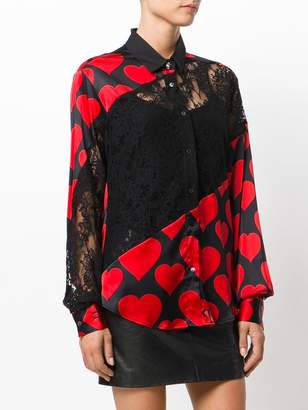 Philipp Plein heart lace panel shirt
