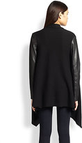 Thumbnail for your product : Bailey 44 Faux Leather-Trimmed Draped Knit Jacket