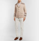 Thumbnail for your product : Brunello Cucinelli Shawl-Collar Intarsia Cotton Cardigan - Men - Beige