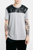 Thumbnail for your product : Topman Diamond Stitched Faux Leather Panel T-Shirt
