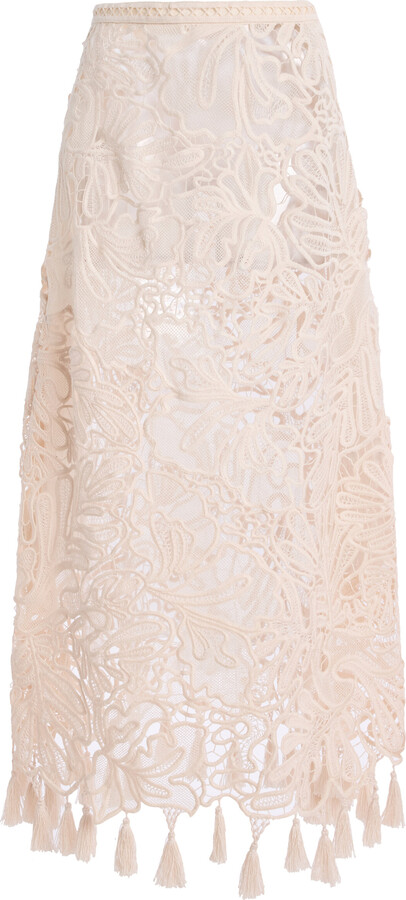 Ulla Johnson Gallina Lace Silk Midi Skirt