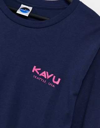 Kavu Logo long sleeve back print t-shirt in navy