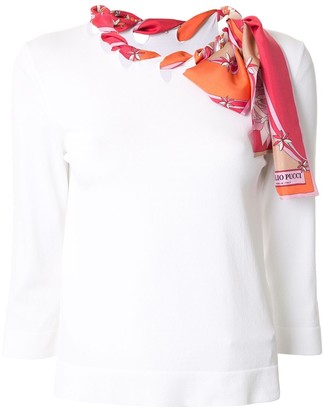 Emilio Pucci Long-Sleeved Woven Scarf Top