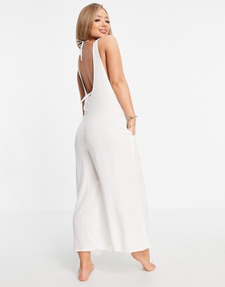 RVCA Easy Street oversized jumpsuit in white