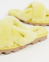 fluffy yellow slippers
