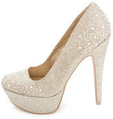 Thumbnail for your product : Charlotte Russe Glitter Mesh Rhinestone Platform Pumps