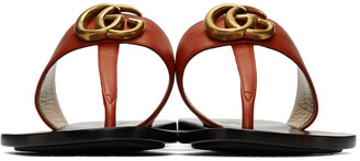 Gucci Red Leather Double G Sandals