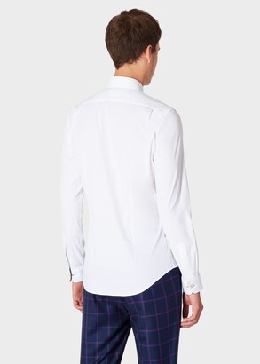 Paul Smith Men's Super Slim-Fit White Shirt With 'Artist Stripe' Cuffs