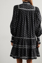 Thumbnail for your product : Ulla Johnson Blanche Tiered Embroidered Cotton-voile Mini Dress - Black