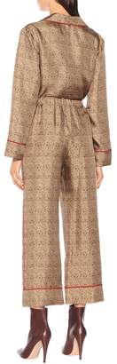 Fendi Printed silk-twill wide-leg pants