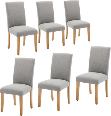 Modern Fabric Upholstered Ergonomic Chairs with Curved Backrest,Heavy-Duty Wood Legs for Dining Room Kitchen Home Office,Weight Capacity 265lbs,Easy-t