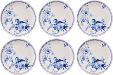Lark Manor Elegant Service Plate Set (6 Pieces) Blue & White Ceramic 10.0 x 10.0 x 1.0 inches | 100% Dishwasher & Microwave Safe | Perfect for Entertaining & E