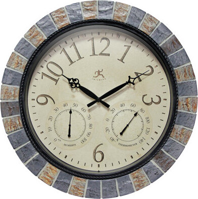 Infinity Instruments Outdoor Round Plastic Wall Clock 18 Inches - Multi-Color