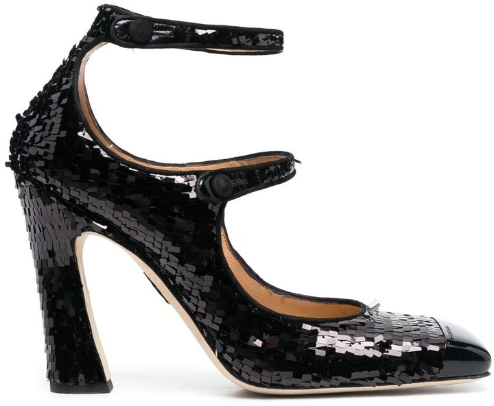 black sequin heels
