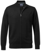 Thumbnail for your product : Black Merino Wool Zip Through Cardigan Size Large by Charles Tyrwhitt
