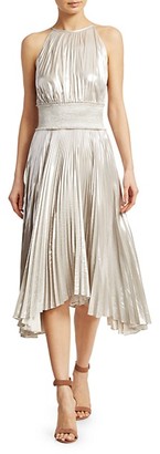 alc renzo metallic pleated dress