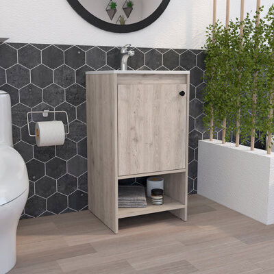 Latitude Run Westbury 1-Shelf Freestanding Vanity Cabinet Light Gray